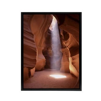Artery8 Light Shaft Arizona Slot Canyon Highsmith Framed Canvas Wall Art Print in Orange | Size: W24 x H32