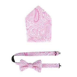 Trafalgar Store Sobee Paisley Silk Bow Tie & Pocket Square Set in Pink at Nordstrom