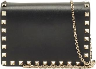 Valentino Pre-owned Clutches, female, Black, Size: ONE SIZE Pre-owned Leather Clutch