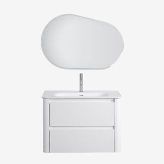 Sklum Conjunto De Mueble De Ba&ntilde;o Suspendido 80x50 Cm En Madera Con Lavabo Integrado Egerton Sklum