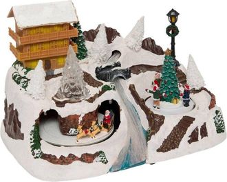 F&eacute;&eacute;ric Lights & Christmas F&eacute;&eacute;ric Lights And Christmas - Chalet Del Pueblo De Navidad Y &Aacute;rbol Animado 17 Led Que Funcionan Con Pilas - Feeric Lights & Christmas