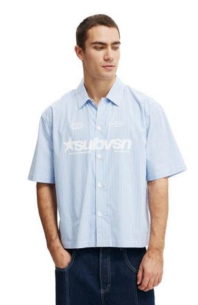Cotton On Mens Alex Short Sleeve Shirt in Subvsn Blue Stripe Print at Nordstrom, Size Xx-Large