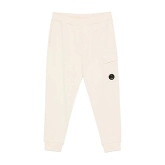 C.P. Company Sweatpants, male, Beige, Size: M Diagonal Raised Fleece Lens Sweatpants