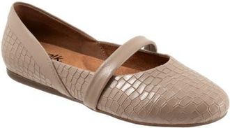 Softwalk Samara Mary Jane Flat in Taupe Croco at Nordstrom, Size 10.5