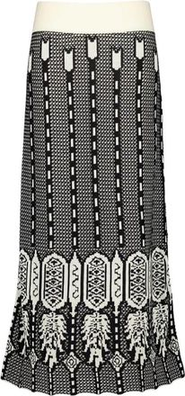 Johanna Ortiz Elegante Matrix Midi Rok - Dames - Midirokken - Zwart - L - Katoen - Rokken