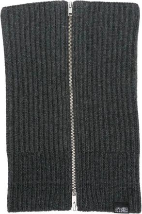 Maison Margiela High Zip Collar - unisex - Wintersjaals - Grijs - ONE Size - Leer - Accessoires
