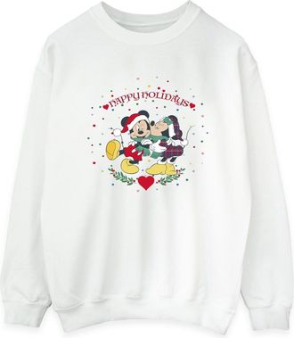 Disney Dames/Dames Mickey Mouse Mickey Minnie Kerstmis Sweatshirt (Wit)