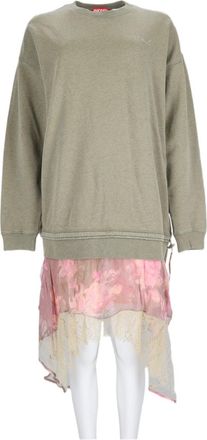 Diesel Multicolor Asymmetrical Layered Floral Cotton Day Dress