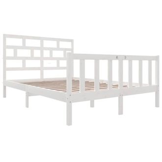 Berkfield Home Beautiful Bed Frame White Solid Wood Pine 120x200 cm | Size: Small Double