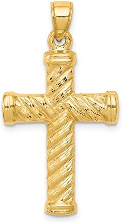 Diamond2Deal 14k Yellow Gold Reversible Diamond-cut Cross Pendant