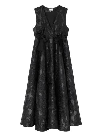 Ganni floral bow midi dress - women - Fabric - 40 - Black