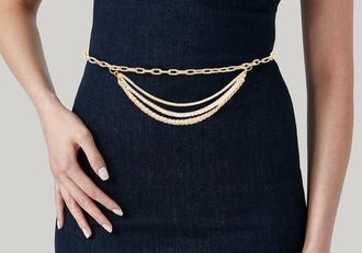 Judith Leiber Triple Chain Belt in Champagne Rhine at Nordstrom