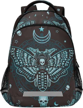 Alaza Laptop Backpack with Chest Strap, Gothic Skull Butterfly School Backpack, Travel Hiking Backpack for Boys Girls Teen Adult, Rucksack, Knapsack