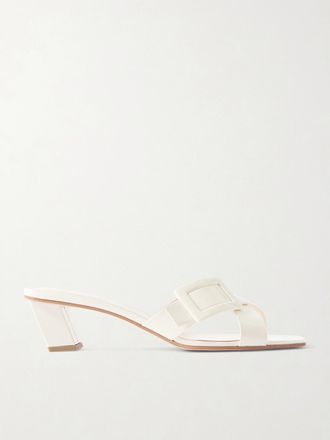 Roger Vivier Mule In Vernice Con Fibbia - Bianco sporco