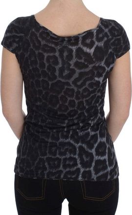 Roberto Cavalli Womens Gray Leopard Modal T-Shirt Blouse Top