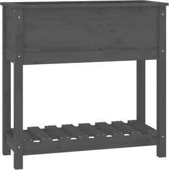 vidaXL Vidaxl - Jardinera Con Estante Madera Maciza Pino Gris 82,5x34,5x81 Cm