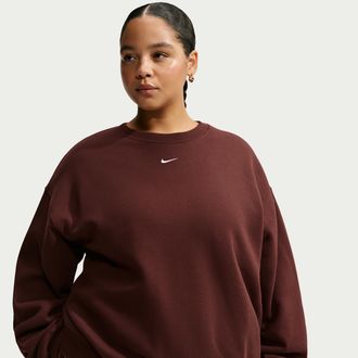 Nike Womens Studio Fleece Medium Weight Oversized Crew-Neck Sweatshirt (Plus Size) in Purple | IZ7011-658
