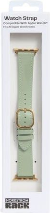 Nordstrom Rack Leather Apple Watch Watchband in Sage Green- Gold at Nordstrom Rack