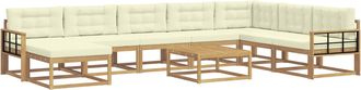 vidaXL Conjunto De Sof&aacute;s De Exterior 9 Uds. Blanco Y Crema Vidaxl