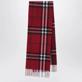 Burberry Sciarpa rossa in cashmere con Check sfumato