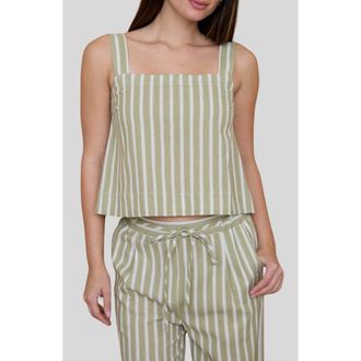 Blu Pepper Stripe Square Neck Tank in Light Olive at Nordstrom Rack, Size Medium