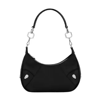 Philipp Plein Handbags, female, Black, Size: ONE SIZE Nylon Crocco Shoulder Bag