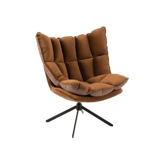 Hellin Sill&oacute;n de metal negro y PVC y sint&eacute;tico marr&oacute;n