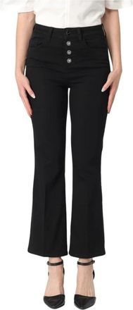 Liu Jo High-Waisted Bootcut Broek - Dames - Wijde Broeken - Zwart - W31 - Katoen - Broeken