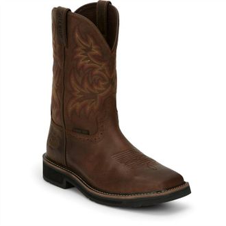 Justin Boots Mens Driller Waterproof Steel Toe Boots In Brown