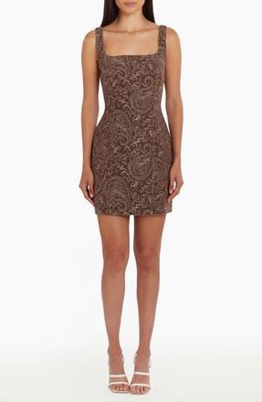 Amanda Uprichard Augustine Paisley Denim Minidress in Brown Paisley at Nordstrom Rack, Size X-Large
