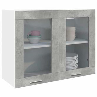 vidaXL Mobile Pensile Con Vetro lyon Grigio Cemento 80x31x60 Cm - Vidaxl
