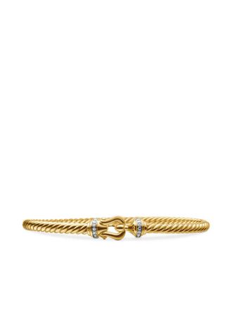 David Yurman 18kt geelgouden Buckle Cablespira armband met diamant (3.5mm)