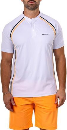 Maceoo Band Collar Golf Shirt in White at Nordstrom, Size 4