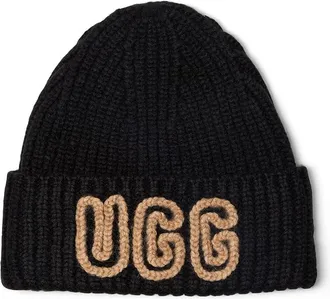 UGG Chunky Crafted Rib Beanie Findings Black, Acrylic/Nylon/Wool