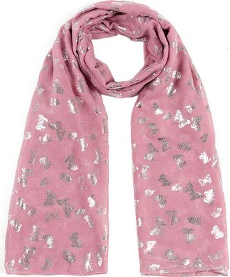 World of Shawls New Butterfly Print Ladies Celebrity Style Scarves Maxi, Scarf, Wrap, Sarong, shawls (New Glitter Butterfly Dusky Pink)