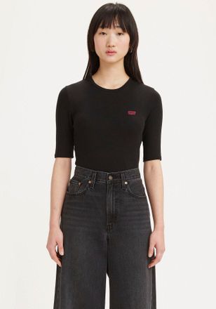 Levi's T-Shirt LEVIS LUCA SLIM TEE, Damen, Gr. XS (34), schwarz (caviar), Jersey, Obermaterial: 96% Baumwolle, 4% Elasthan, slim fit h&uuml;ftlang, Rundhals, Shir