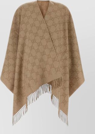 Gucci cashmere blend cape draped design fringe