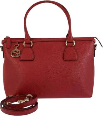 Gucci Pre-owned Handbags, female, Red, Size: ONE SIZE Pre-owned Interlocking Leather 2way Bag