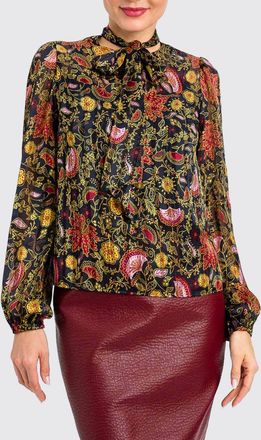 Twin-Set Paisley Print Scarf Neck Blouse in Cr&ecirc;pe de Chine