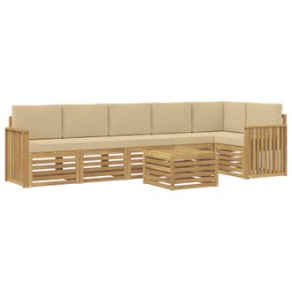 vidaXL Conjunto De Sof&aacute;s De Exterior 7 Uds. Y Beige Poli&eacute;ster Vidaxl