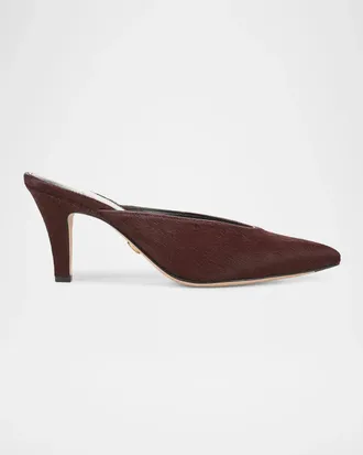 Veronica Beard 75mm Rochelle Calf Hair Mules