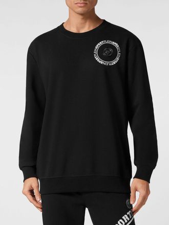 Plein Sport Crewneck Cotton Sweatshirt with Contrast Logo and Back Print