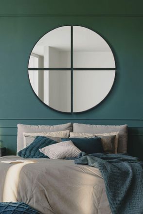 MirrorOutlet New Black XL Circular Metal Wall Mirror 54 X 54 (140 x 140CM) | Size: 1 Pack