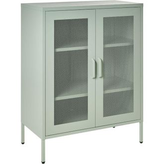 Beliani Office Cabinet Mint Green Metal 2 Doors Locks Keys Industrial Design Home Office Furniture WAKATIPU