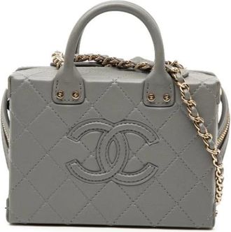 Chanel Pre-owned Quilted Leather Satchel - Dames - Vintage Handtas - Grijs - ONE Size - Leer - Vintage