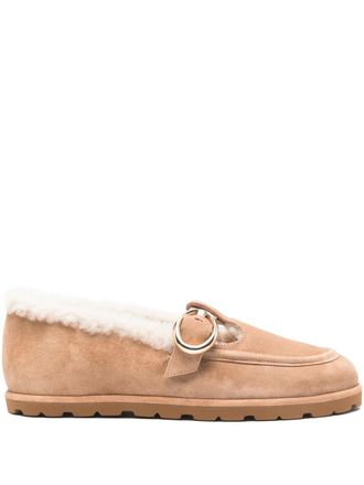 Stuart Weitzman Dakota shearling buckle loafers - Neutrals