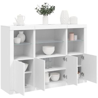 vidaXL Credenze con Luci led 3 pz Bianche in Legno Multistrato - Vidaxl
