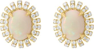 Effy 14K Yellow Gold Opal Diamond Halo Stud Earrings in 14K Gold at Nordstrom