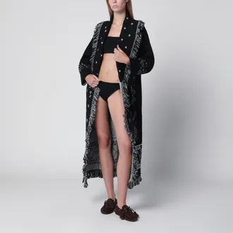 Alanui Cardigan lungo jacquard bandana nero