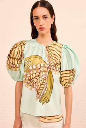 Ulla Johnson Ravena Puff Sleeve Top In Water Blossoms